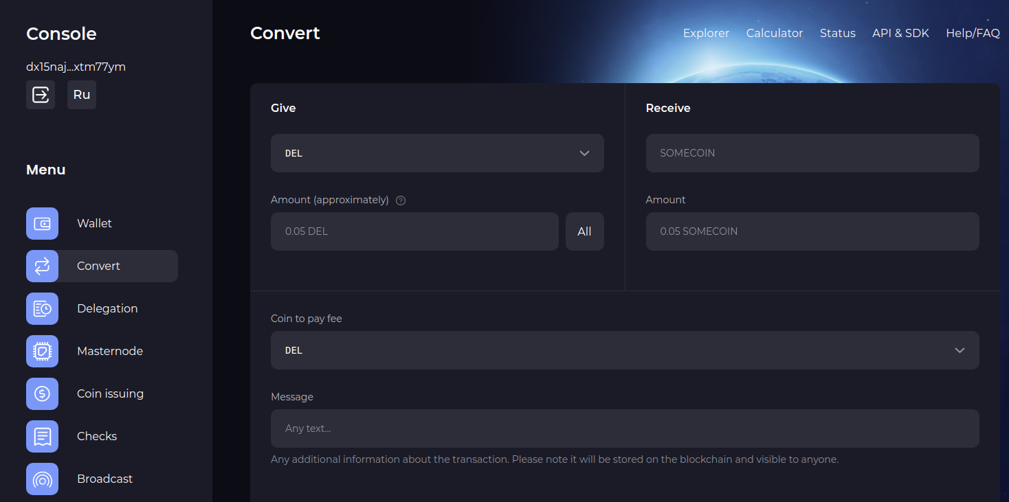 Convert tab overview